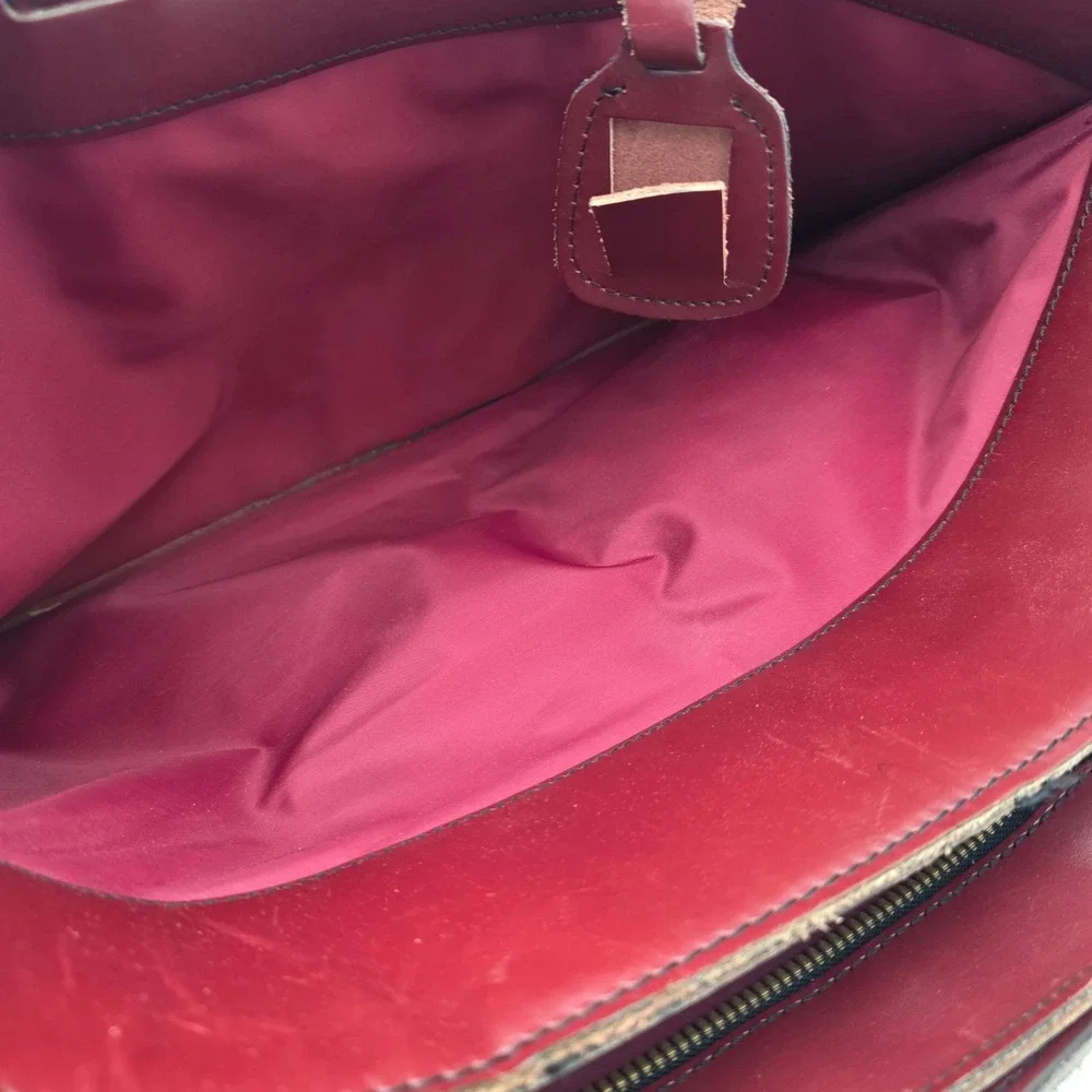 Maximillian Top Grain Cowhide Leather Laptop Bag Briefcase Burgundy Vintage